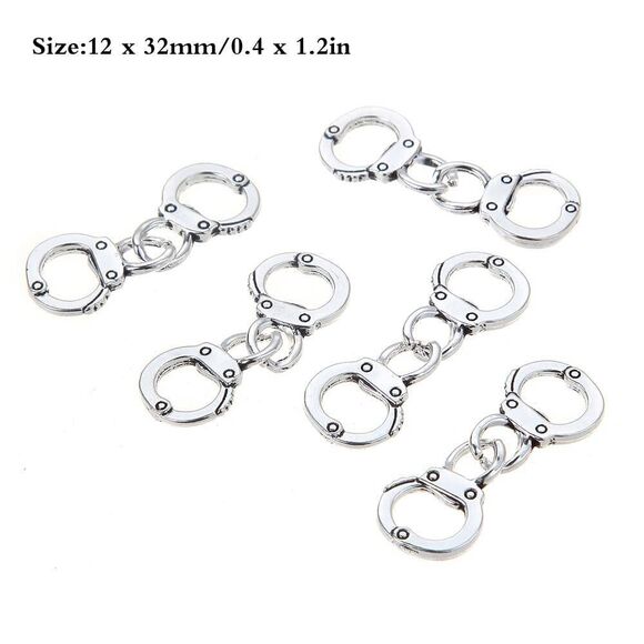 Jkjf 20 Pairs Metal Handcuff Charms Mini Simulation Handcuffs Policeman Police - Picture 3 of 8